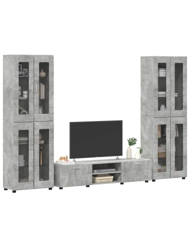 Set mobile TV con cassetto Grigio cemento Legno multistrato