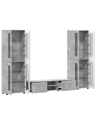 Set mobile TV con cassetto Grigio cemento Legno multistrato
