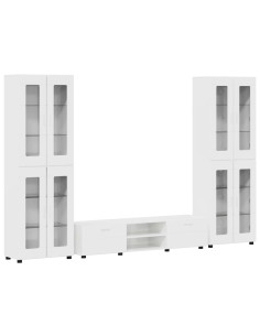 Set mobile TV con cassetto Bianco Lucido Legno multistrato 2