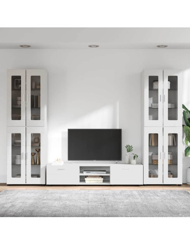 Set mobile TV con cassetto Bianco Lucido Legno multistrato
