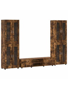 Set mobile TV con cassetto Rovere fumé Legno multistrato 2