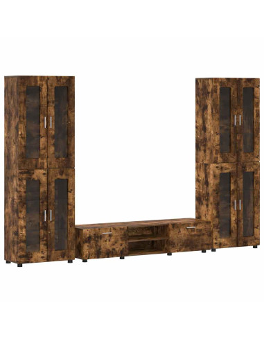 Set mobile TV con cassetto Rovere fumé Legno multistrato