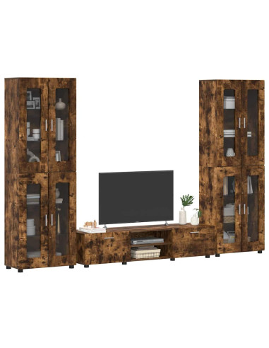 Set mobile TV con cassetto Rovere fumé Legno multistrato
