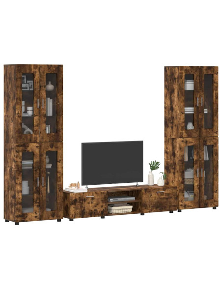 Set mobile TV con cassetto Rovere fumé Legno multistrato
