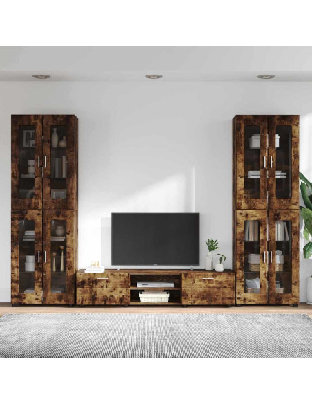 Set mobile TV con cassetto Rovere fumé Legno multistrato