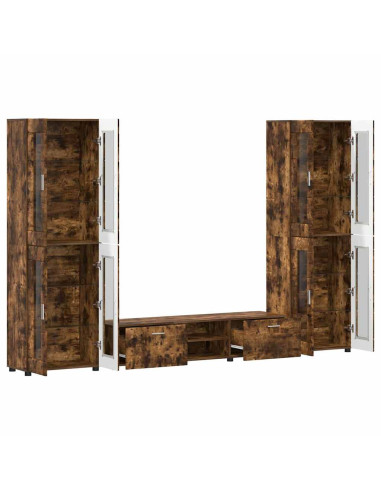 Set mobile TV con cassetto Rovere fumé Legno multistrato