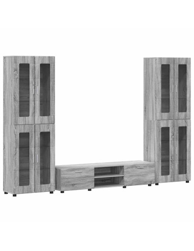 Set mobile TV con cassetto Grigio Sonoma Legno multistrato