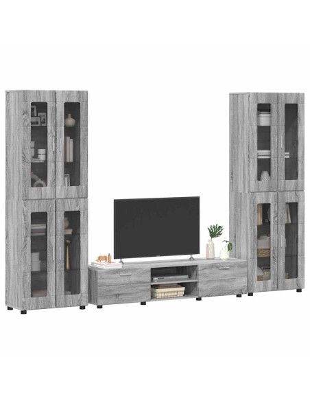 Set mobile TV con cassetto Grigio Sonoma Legno multistrato