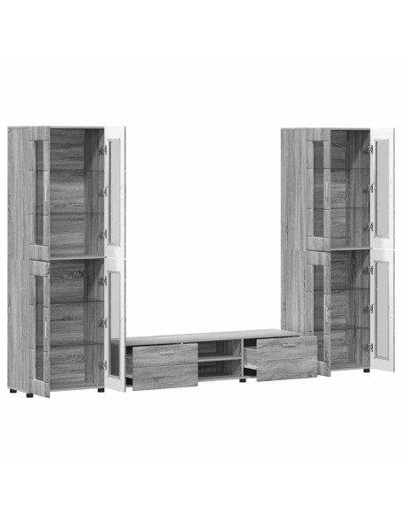 Set mobile TV con cassetto Grigio Sonoma Legno multistrato