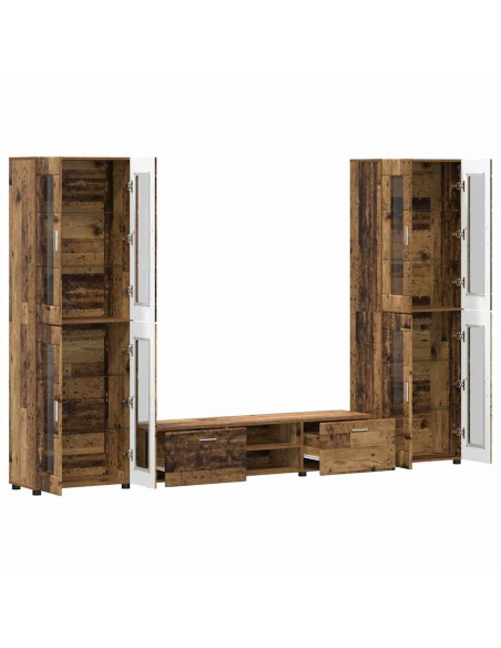 Set mobile TV con cassetto Legno vecchio Legno multistrato