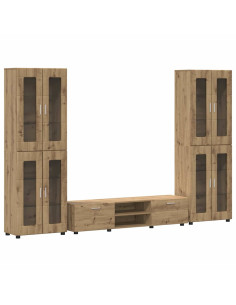 Set mobile TV con cassetto Rovere artigianale Legno multistrato 2