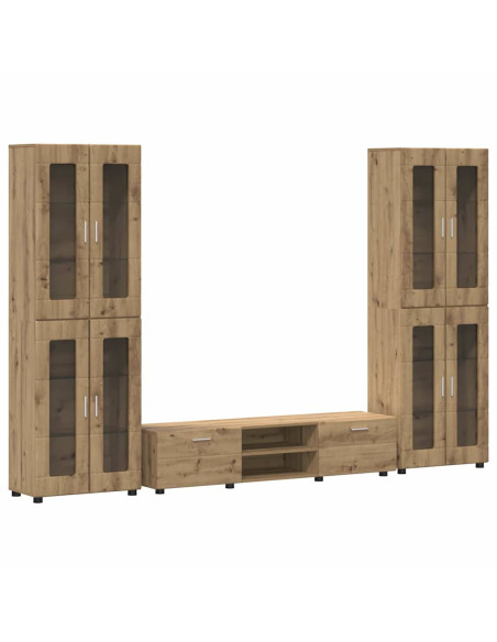 Set mobile TV con cassetto Rovere artigianale Legno multistrato