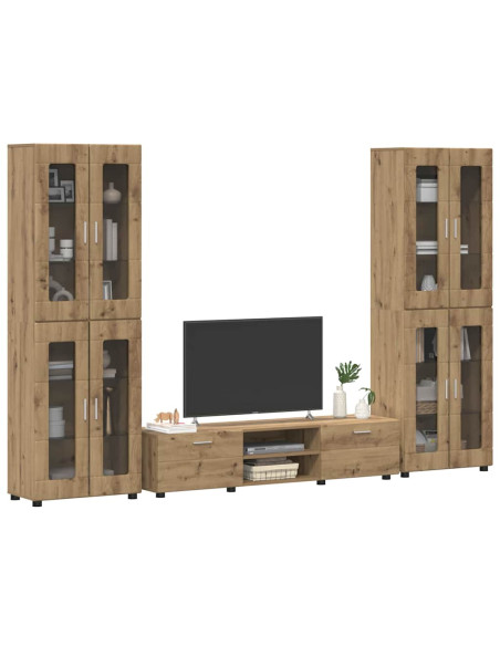 Set mobile TV con cassetto Rovere artigianale Legno multistrato