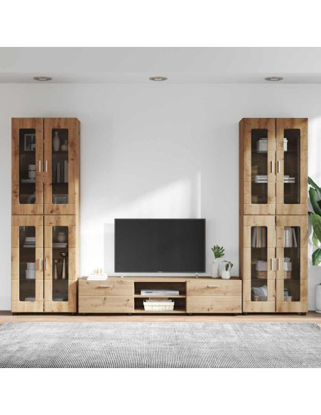 Set mobile TV con cassetto Rovere artigianale Legno multistrato