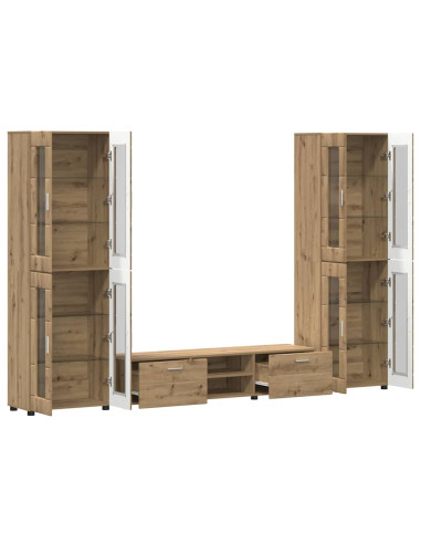 Set mobile TV con cassetto Rovere artigianale Legno multistrato