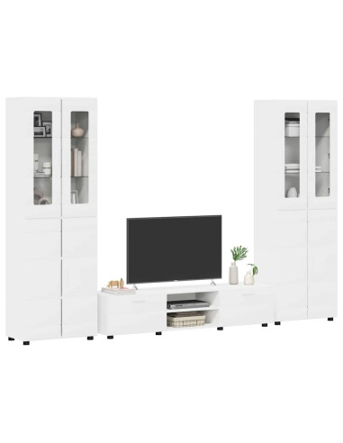 Set mobile TV con cassetto con porta Bianco Legno multistrato