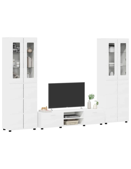 Set mobile TV con cassetto con porta Bianco Legno multistrato