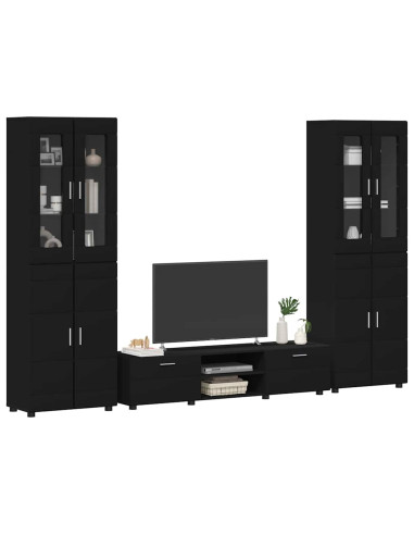 Set mobile TV con cassetto con porta Nero Legno multistrato