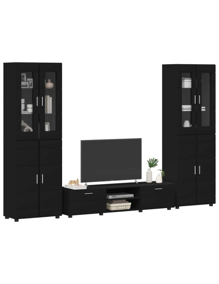 Set mobile TV con cassetto con porta Nero Legno multistrato