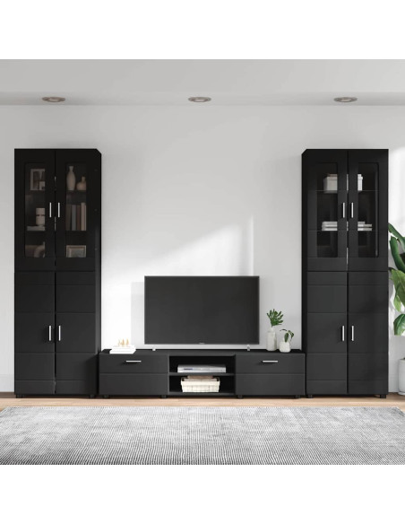 Set mobile TV con cassetto con porta Nero Legno multistrato