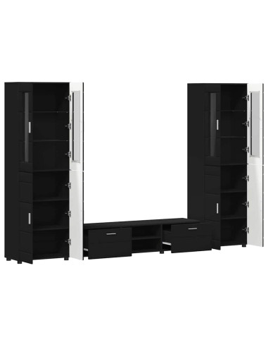 Set mobile TV con cassetto con porta Nero Legno multistrato