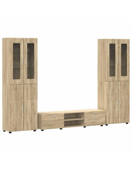 Set mobile TV con cassetto Rovere Sonoma Legno multistrato