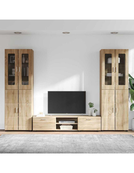 Set mobile TV con cassetto Rovere Sonoma Legno multistrato
