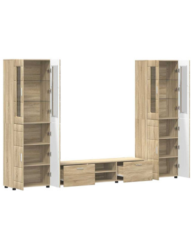 Set mobile TV con cassetto Rovere Sonoma Legno multistrato