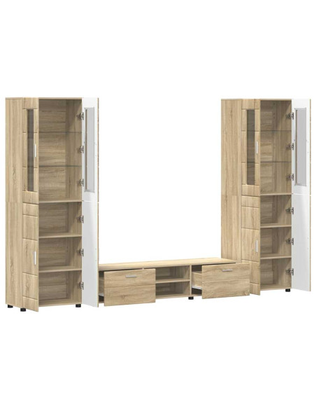 Set mobile TV con cassetto Rovere Sonoma Legno multistrato