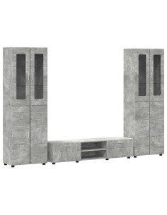 Set mobile TV con cassetto Grigio cemento Legno multistrato 2