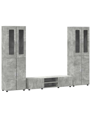 Set mobile TV con cassetto Grigio cemento Legno multistrato