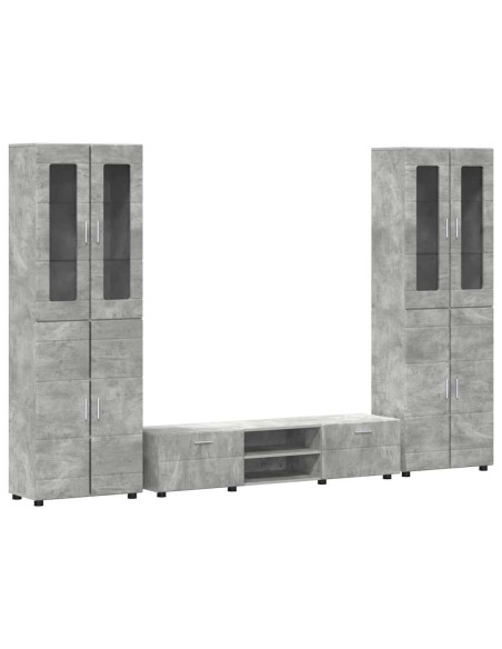 Set mobile TV con cassetto Grigio cemento Legno multistrato