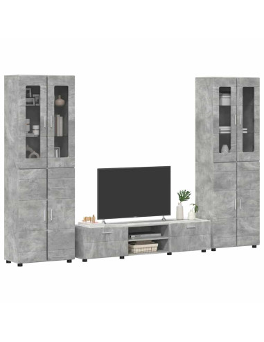 Set mobile TV con cassetto Grigio cemento Legno multistrato
