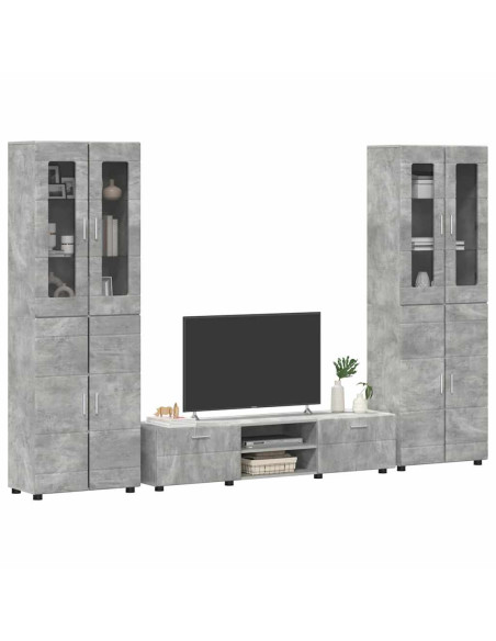 Set mobile TV con cassetto Grigio cemento Legno multistrato