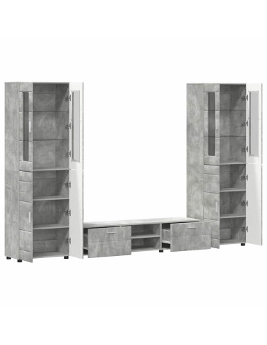Set mobile TV con cassetto Grigio cemento Legno multistrato