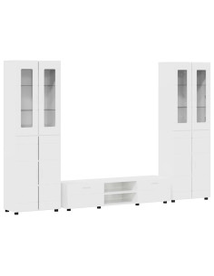 Set mobile TV con cassetto Bianco Lucido Legno multistrato 2
