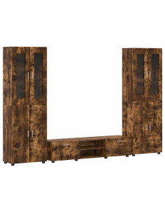 Set mobile TV con cassetto Rovere fumé Legno multistrato 2