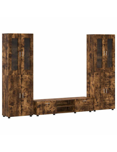 Set mobile TV con cassetto Rovere fumé Legno multistrato