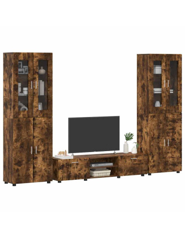 Set mobile TV con cassetto Rovere fumé Legno multistrato