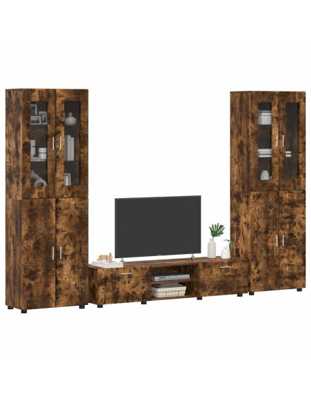 Set mobile TV con cassetto Rovere fumé Legno multistrato