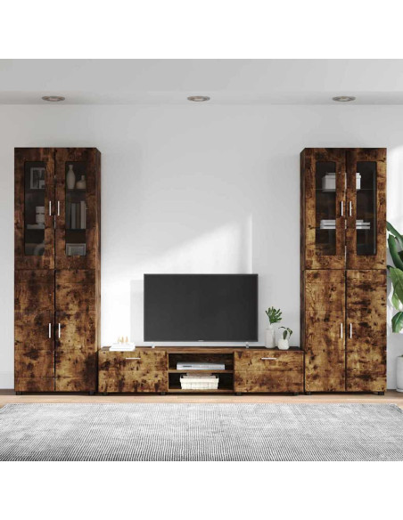 Set mobile TV con cassetto Rovere fumé Legno multistrato