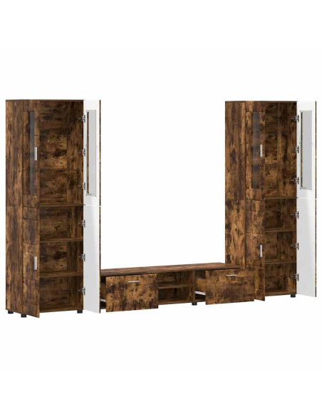 Set mobile TV con cassetto Rovere fumé Legno multistrato