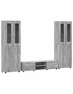 Set mobile TV con cassetto Grigio Sonoma Legno multistrato 2