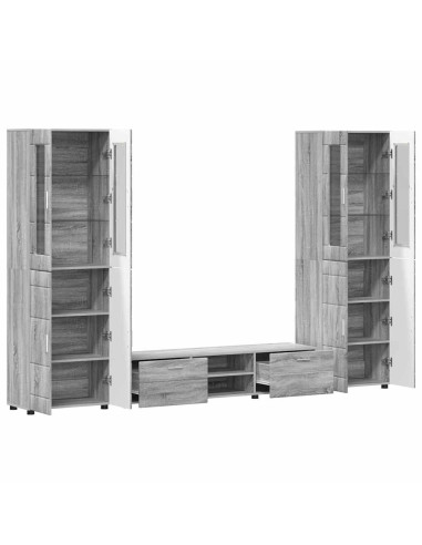 Set mobile TV con cassetto Grigio Sonoma Legno multistrato