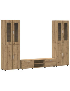 Set mobile TV con cassetto Rovere artigianale Legno multistrato 2