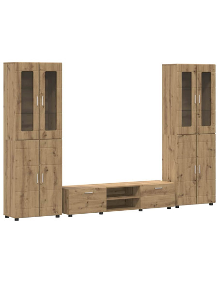 Set mobile TV con cassetto Rovere artigianale Legno multistrato