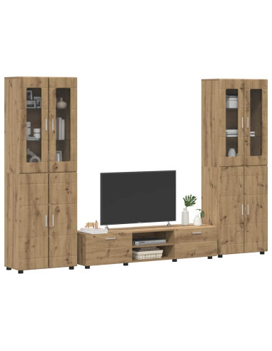 Set mobile TV con cassetto Rovere artigianale Legno multistrato