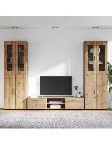 Set mobile TV con cassetto Rovere artigianale Legno multistrato