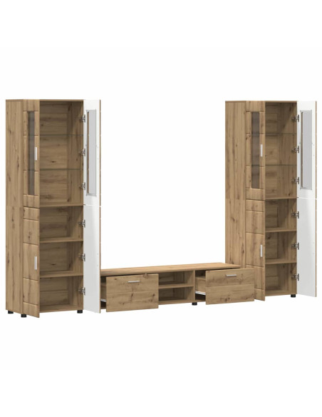 Set mobile TV con cassetto Rovere artigianale Legno multistrato