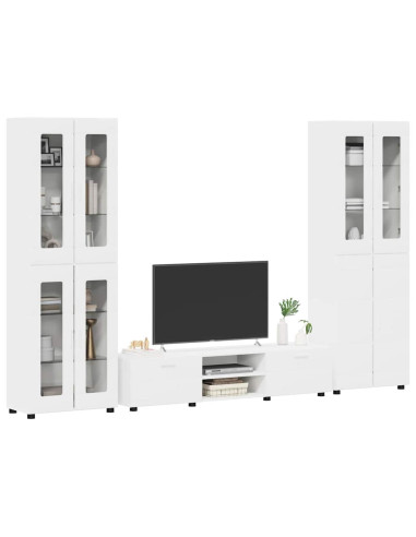 Set mobile TV con cassetto con porta Bianco Legno multistrato